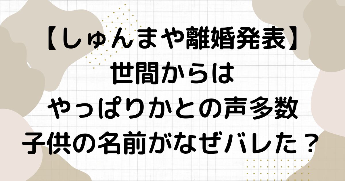 【特定】しゅんまや子供の名前はらな！なぜバレた？やっぱり離婚したとの声多数