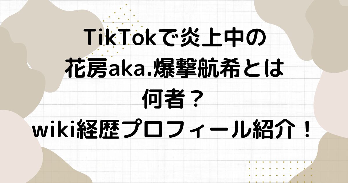 TikTokで炎上中の花房aka.爆撃航希とは何者？wiki経歴プロフィール紹介！